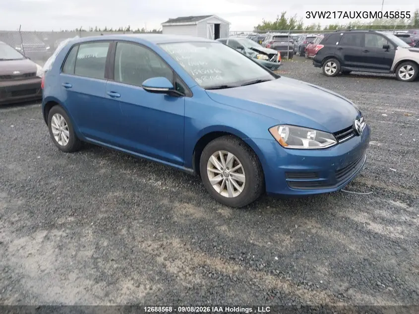 VOLKSWAGEN GOLF 2016, VIN 3VW217AUXGM045855