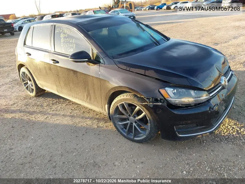 VOLKSWAGEN GOLF 2016, VIN 3VW117AU5GM067208