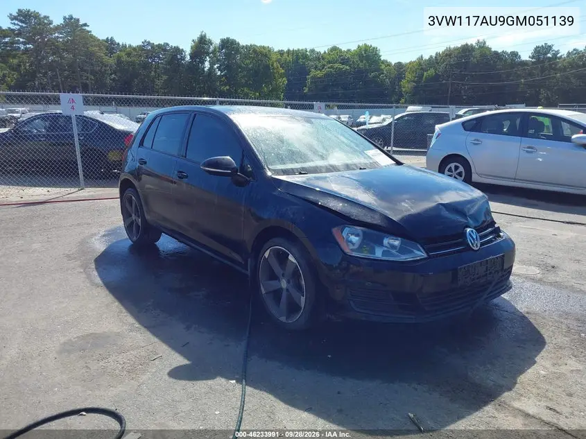 VOLKSWAGEN GOLF 2016, VIN 3VW117AU9GM051139