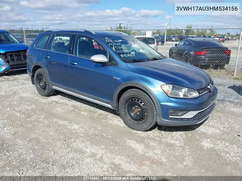 VOLKSWAGEN GOLF 2017, VIN 3VWH17AU3HM534156