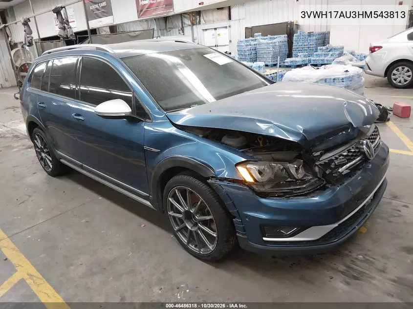 VOLKSWAGEN GOLF 2017, VIN 3VWH17AU3HM543813