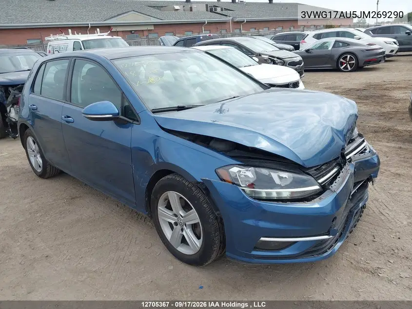 VOLKSWAGEN GOLF 2018, VIN 3VWG17AU5JM269290