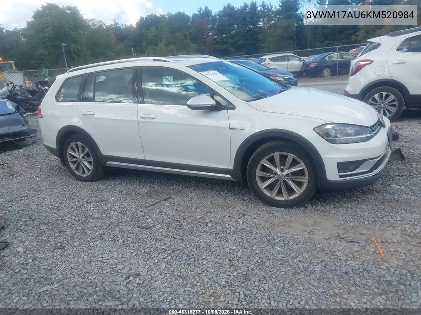 VOLKSWAGEN GOLF 2019, VIN 3VWM17AU6KM520984