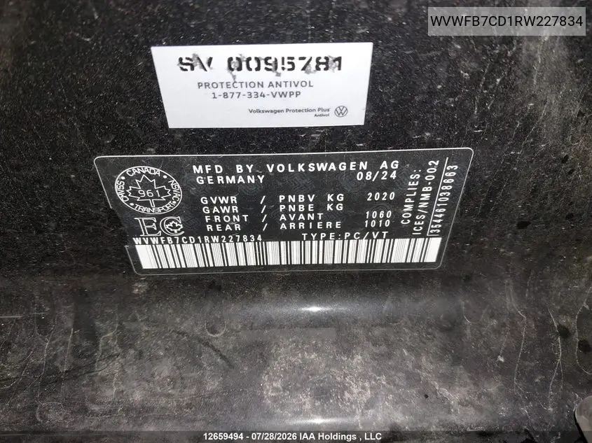 2024 VOLKSWAGEN GOLF VIN WVWFB7CD1RW227834 — фото 18
