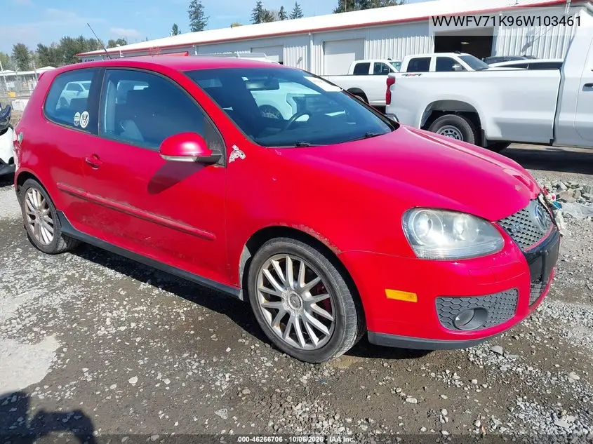 VOLKSWAGEN GTI 2006, VIN WVWFV71K96W103461