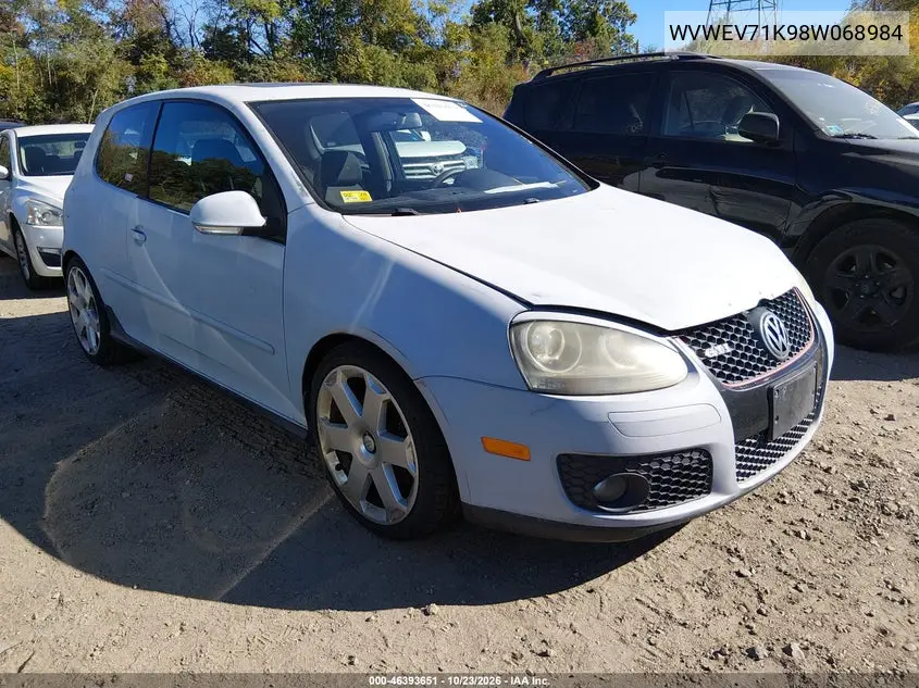 VOLKSWAGEN GTI 2008, VIN WVWEV71K98W068984