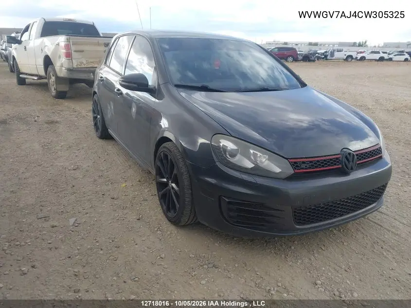 VOLKSWAGEN GTI 2012, VIN WVWGV7AJ4CW305325