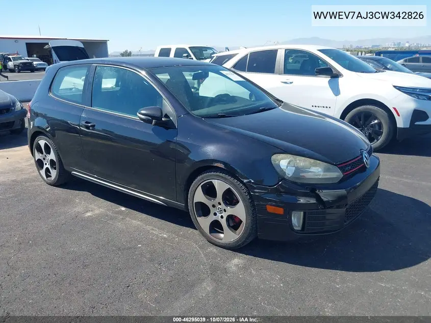 VOLKSWAGEN GTI 2012, VIN WVWEV7AJ3CW342826