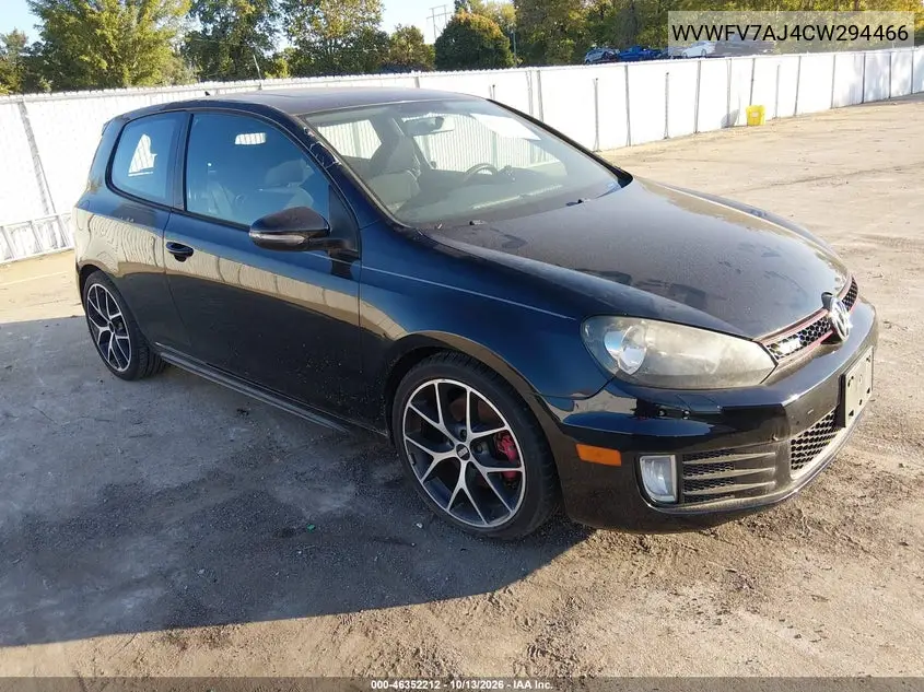 VOLKSWAGEN GTI 2012, VIN WVWFV7AJ4CW294466