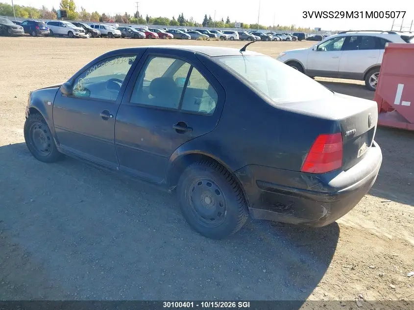 2001 VOLKSWAGEN JETTA VIN 3VWSS29M31M005077 — фото 3