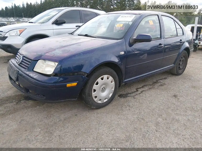 2001 VOLKSWAGEN JETTA VIN 3VWRB69M31M188633 — фото 2