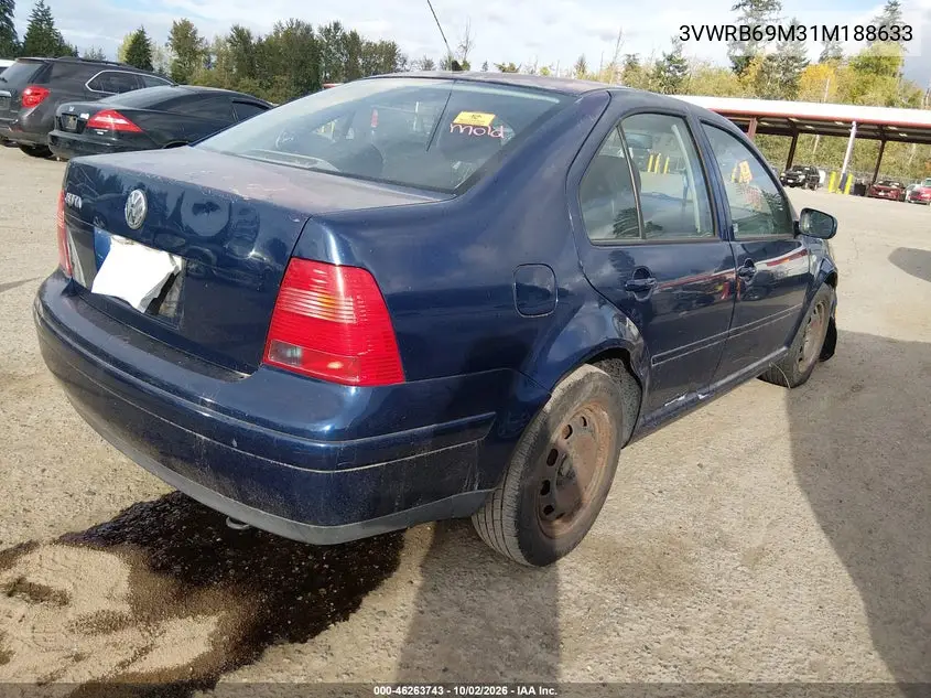 2001 VOLKSWAGEN JETTA VIN 3VWRB69M31M188633 — фото 4