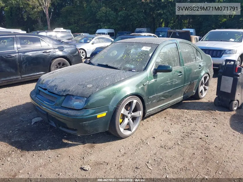 2001 VOLKSWAGEN JETTA VIN 3VWSC29M71M071791 — фото 2