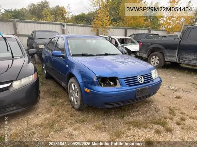 VOLKSWAGEN JETTA 2002, VIN 3VWSP29M22M054404