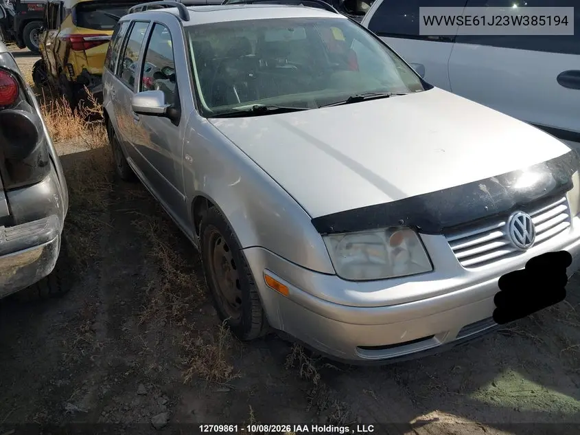 VOLKSWAGEN JETTA 2003, VIN WVWSE61J23W385194