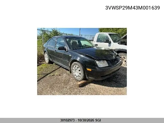 VOLKSWAGEN JETTA 2003, VIN 3VWSP29M43M001639
