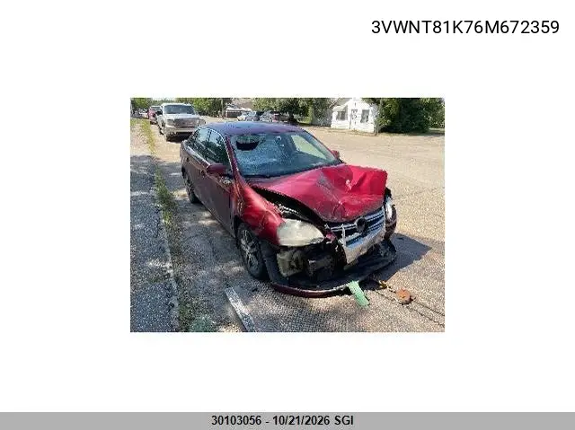 VOLKSWAGEN JETTA 2006, VIN 3VWNT81K76M672359