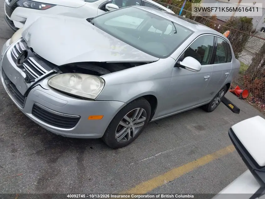 2006 VOLKSWAGEN JETTA VIN 3VWSF71K56M616411 — фото 2