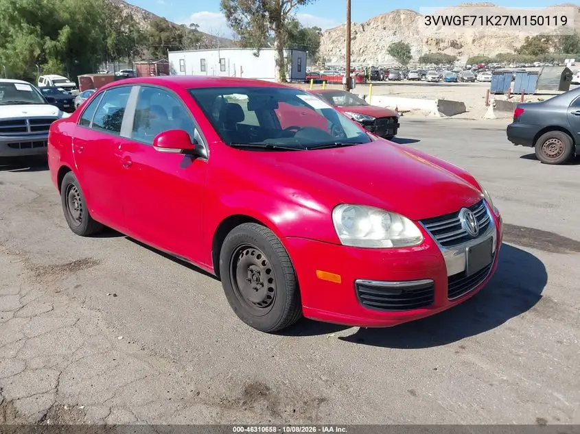 VOLKSWAGEN JETTA 2007, VIN 3VWGF71K27M150119
