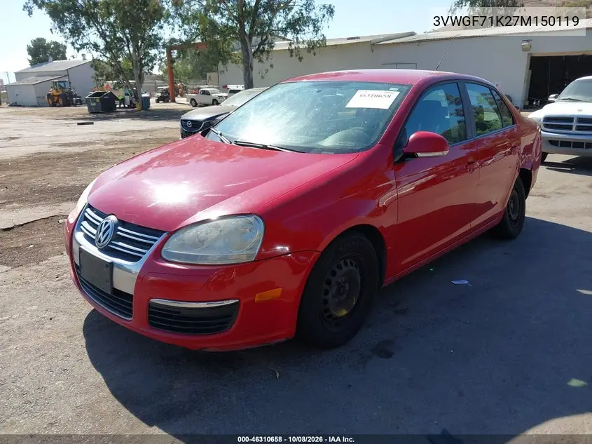 2007 VOLKSWAGEN JETTA VIN 3VWGF71K27M150119 — фото 2