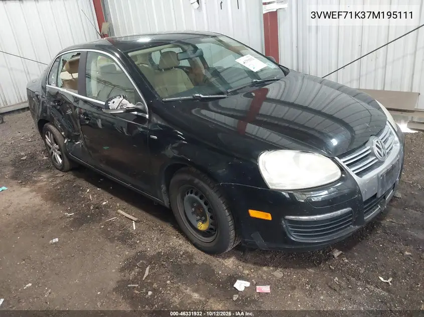 VOLKSWAGEN JETTA 2007, VIN 3VWEF71K37M195111