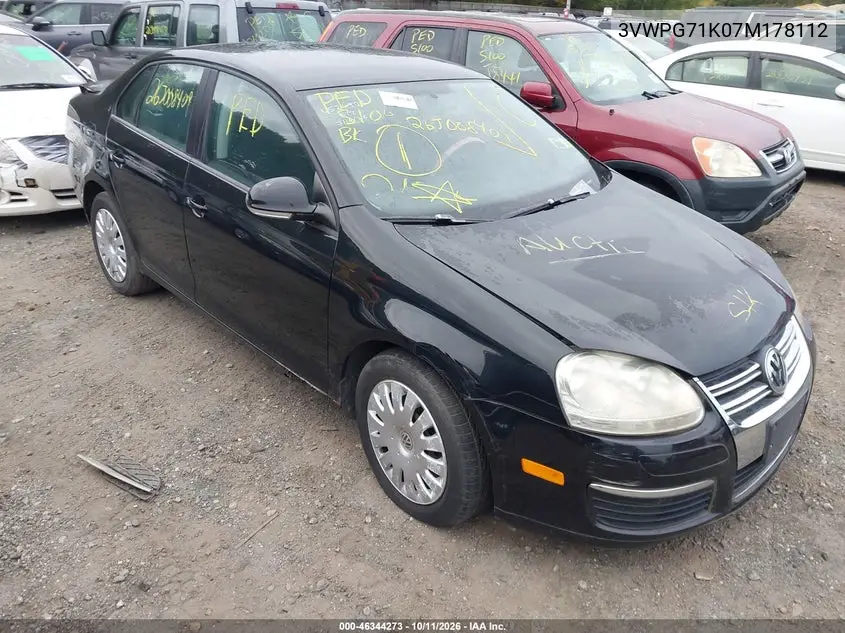 VOLKSWAGEN JETTA 2007, VIN 3VWPG71K07M178112
