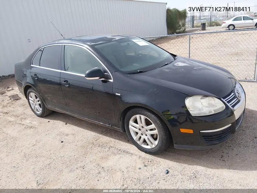 VOLKSWAGEN JETTA 2007, VIN 3VWEF71K27M188411