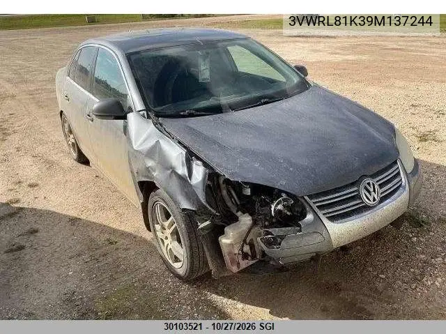 VOLKSWAGEN JETTA 2009, VIN 3VWRL81K39M137244