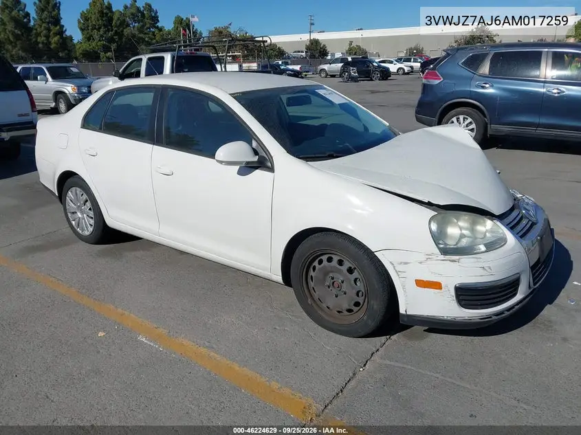 VOLKSWAGEN JETTA 2010, VIN 3VWJZ7AJ6AM017259