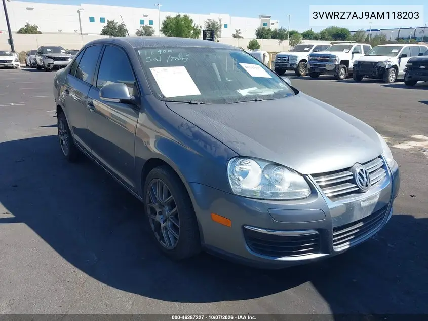 VOLKSWAGEN JETTA 2010, VIN 3VWRZ7AJ9AM118203