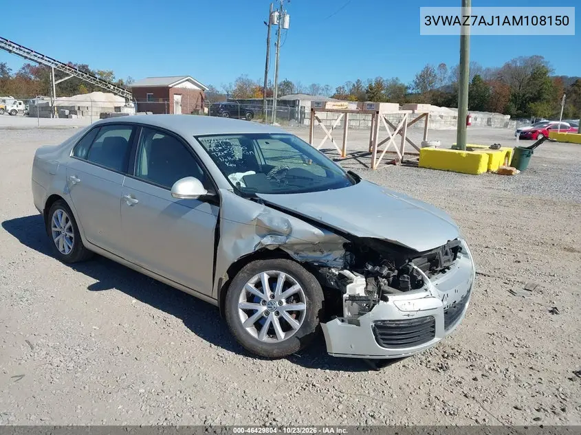 VOLKSWAGEN JETTA 2010, VIN 3VWAZ7AJ1AM108150