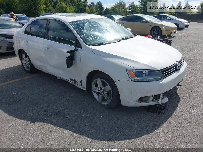 VOLKSWAGEN JETTA 2011, VIN 3VWLX7AJ8BM345573