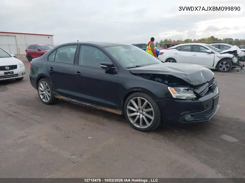 VOLKSWAGEN JETTA 2011, VIN 3VWDX7AJXBM099890
