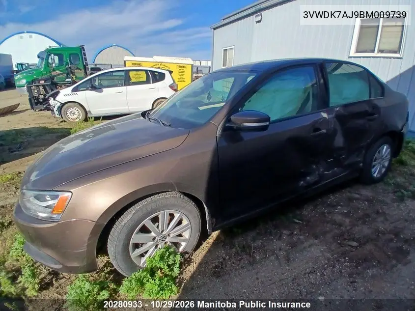 VOLKSWAGEN JETTA 2011, VIN 3VWDK7AJ9BM009739