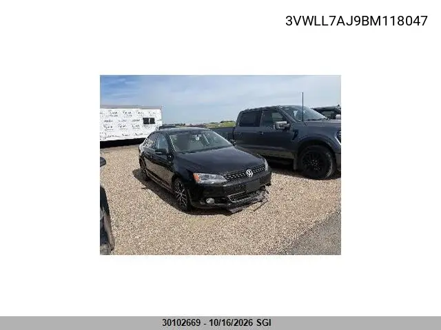 VOLKSWAGEN JETTA 2011, VIN 3VWLL7AJ9BM118047