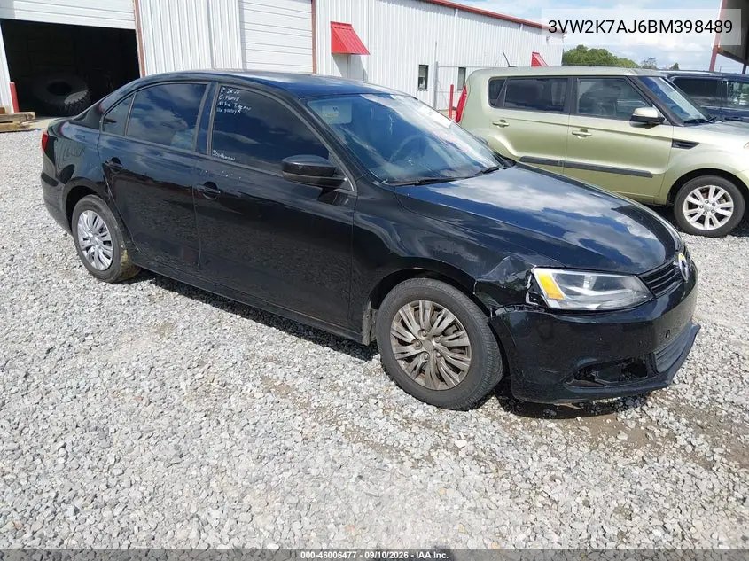 VOLKSWAGEN JETTA 2011, VIN 3VW2K7AJ6BM398489