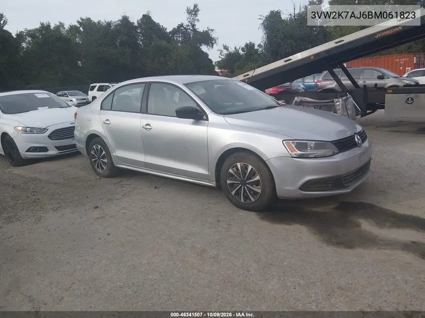 VOLKSWAGEN JETTA 2011, VIN 3VW2K7AJ6BM061823