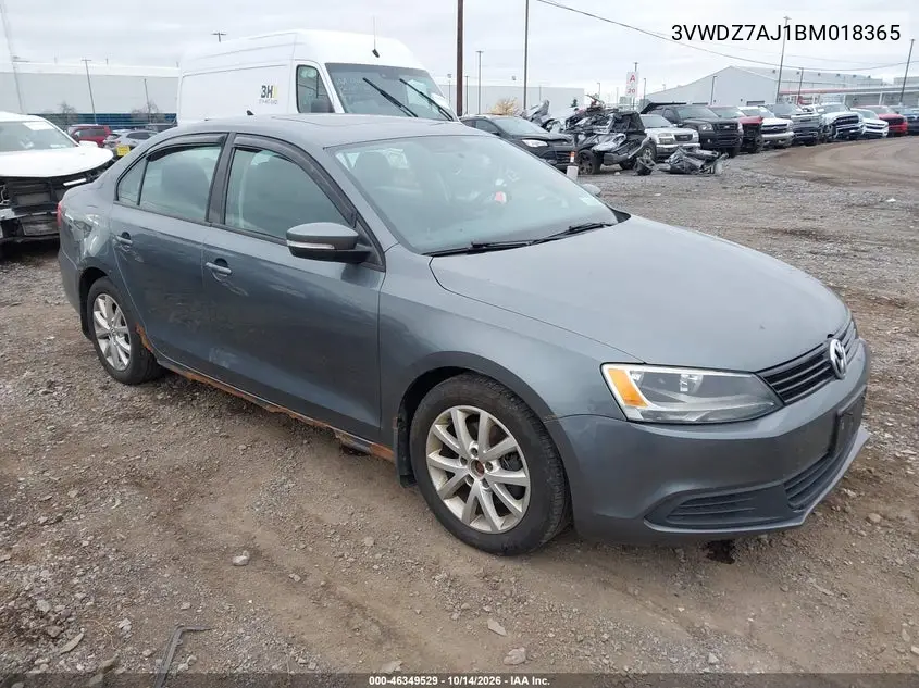 VOLKSWAGEN JETTA 2011, VIN 3VWDZ7AJ1BM018365