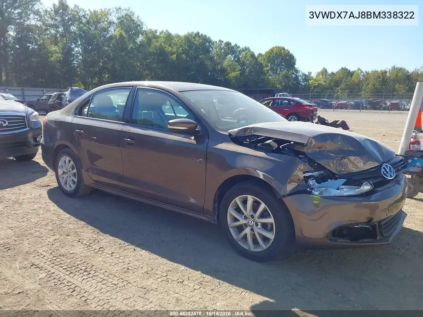 VOLKSWAGEN JETTA 2011, VIN 3VWDX7AJ8BM338322