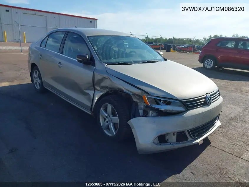 VOLKSWAGEN JETTA 2012, VIN 3VWDX7AJ1CM086320
