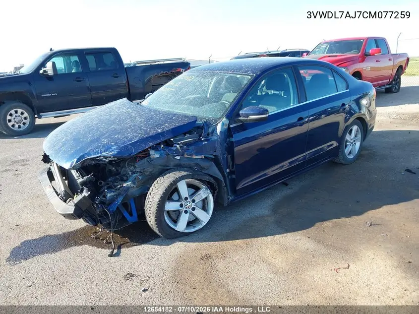2012 VOLKSWAGEN JETTA VIN 3VWDL7AJ7CM077259 — фото 2