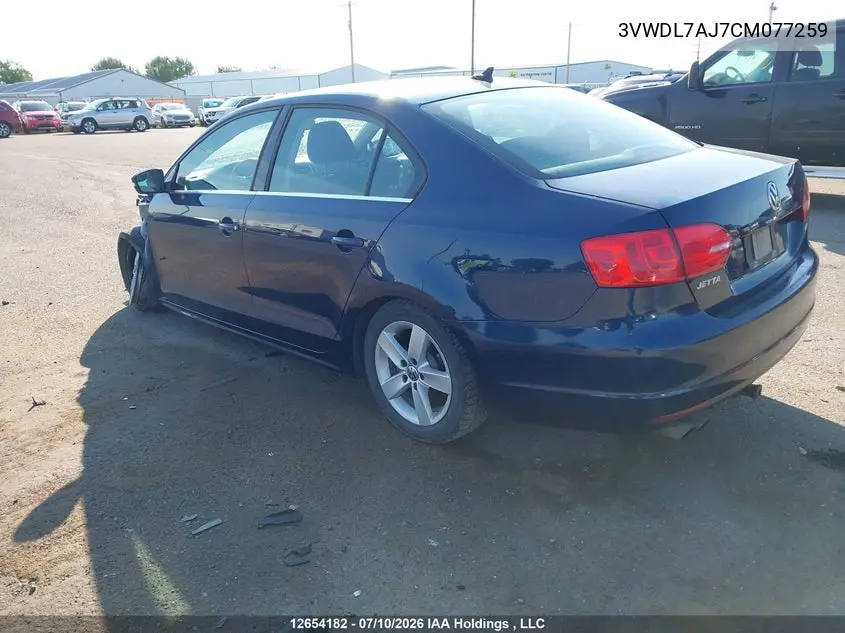 2012 VOLKSWAGEN JETTA VIN 3VWDL7AJ7CM077259 — фото 3