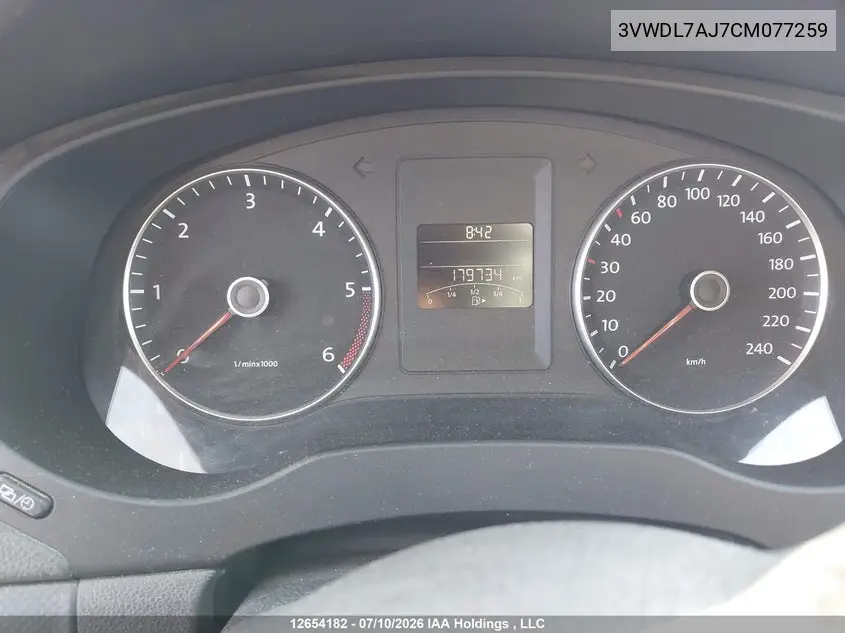 2012 VOLKSWAGEN JETTA VIN 3VWDL7AJ7CM077259 — фото 7