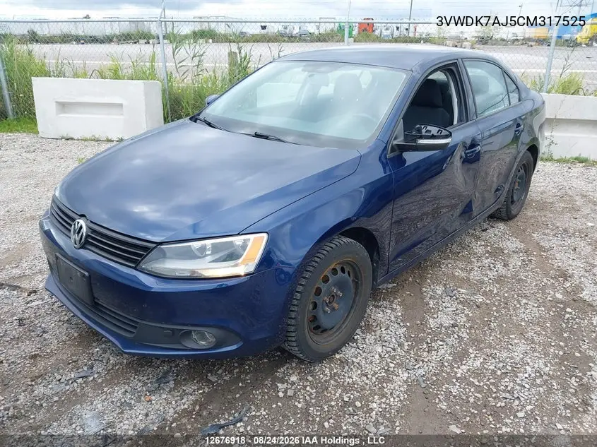 2012 VOLKSWAGEN JETTA VIN 3VWDK7AJ5CM317525 — фото 2