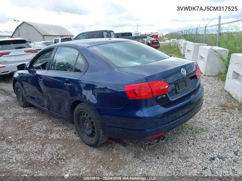 2012 VOLKSWAGEN JETTA VIN 3VWDK7AJ5CM317525 — фото 3