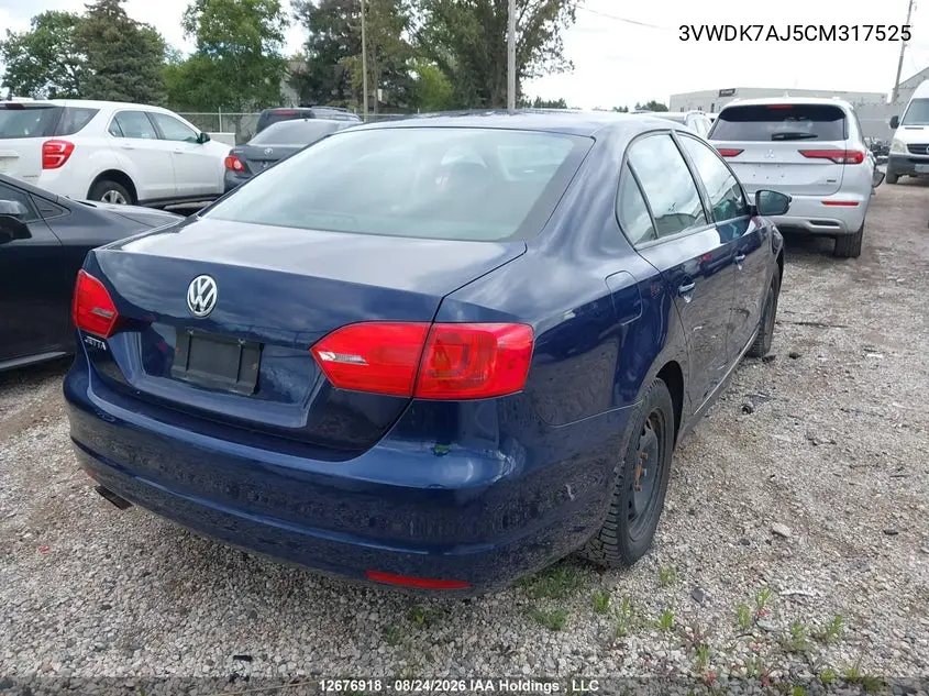 2012 VOLKSWAGEN JETTA VIN 3VWDK7AJ5CM317525 — фото 4