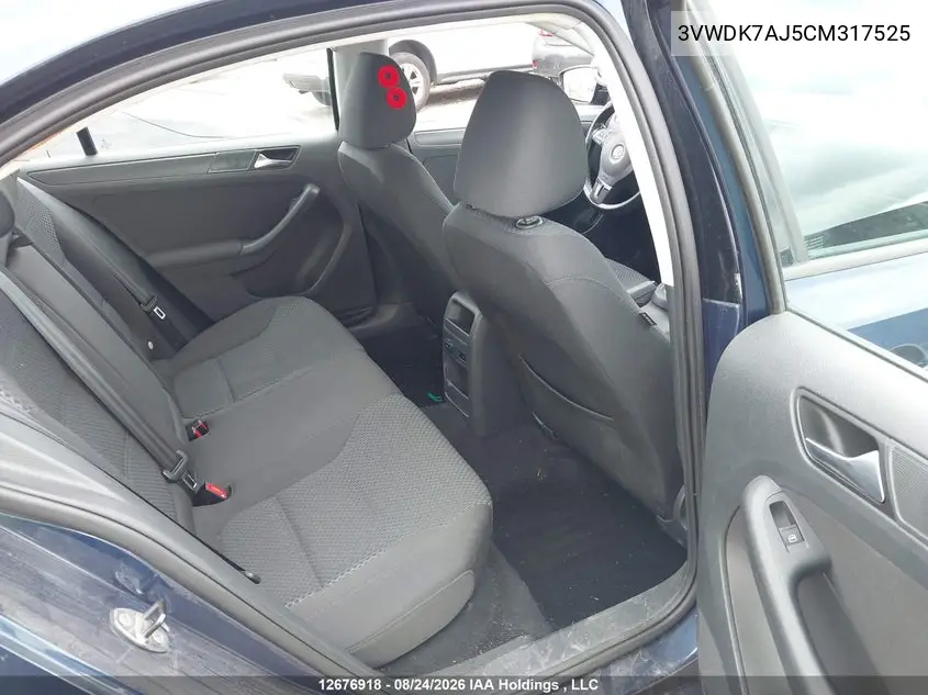 2012 VOLKSWAGEN JETTA VIN 3VWDK7AJ5CM317525 — фото 8