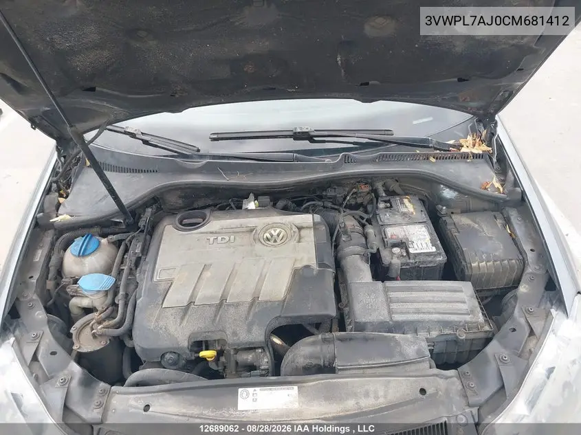2012 VOLKSWAGEN JETTA VIN 3VWPL7AJ0CM681412 — фото 10