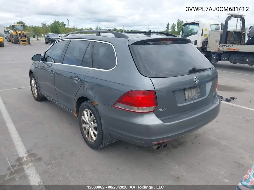 2012 VOLKSWAGEN JETTA VIN 3VWPL7AJ0CM681412 — фото 3