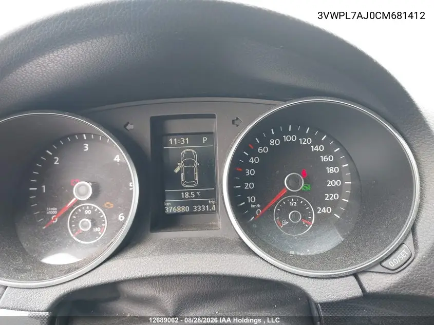 2012 VOLKSWAGEN JETTA VIN 3VWPL7AJ0CM681412 — фото 7